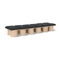  Color_Black/ Natural Finish -- Meridian Pavilion Boucle Fabric Upholstered 12 pc Modular Bench IMAGE 1