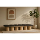  Color_Black/ Natural Finish -- Meridian Pavilion Boucle Fabric Upholstered 12 pc Modular Bench IMAGE 2