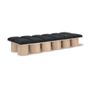  Color_Black/ Natural Finish -- Meridian Pavilion Boucle Fabric Upholstered 12 pc Modular Bench IMAGE 1
