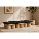 Color_Black/ Natural Finish -- Meridian Pavilion Boucle Fabric Upholstered 12 pc Modular Bench IMAGE 2