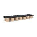  Color_Black/ Natural Finish -- Meridian Pavilion Boucle Fabric Upholstered 14 pc Modular Bench IMAGE 1