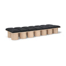  Color_Black/ Natural Finish -- Meridian Pavilion Boucle Fabric Upholstered 14 pc Modular Bench IMAGE 1