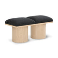  Color_Black/ Natural Finish -- Meridian Pavilion Boucle Fabric Upholstered 2 pc Modular Bench IMAGE 1