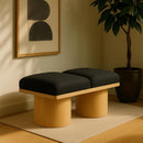 Meridian Pavilion Black Boucle Fabric Bench IMAGE 2