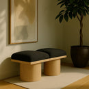 Meridian Pavilion Black Boucle Fabric Bench IMAGE 2