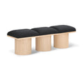  Color_Black/ Natural Finish -- Meridian Pavilion Boucle Fabric Upholstered 3 pc Modular Bench IMAGE 1
