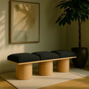 Meridian Pavilion Black Boucle Fabric Bench IMAGE 2