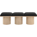  Color_Black/ Natural Finish -- Meridian Pavilion Boucle Fabric Upholstered 3 pc Modular Bench IMAGE 3