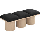  Color_Black/ Natural Finish -- Meridian Pavilion Boucle Fabric Upholstered 3 pc Modular Bench IMAGE 5