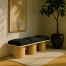 Meridian Pavilion Black Boucle Fabric Bench IMAGE 2
