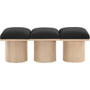  Color_Black/ Natural Finish -- Meridian Pavilion Boucle Fabric Upholstered 3 pc Modular Bench IMAGE 3