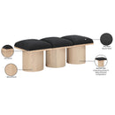  Color_Black/ Natural Finish -- Meridian Pavilion Boucle Fabric Upholstered 3 pc Modular Bench IMAGE 7