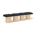  Color_Black/ Natural Finish -- Meridian Pavilion Boucle Fabric Upholstered 4 pc Modular Bench IMAGE 1