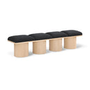  Color_Black/ Natural Finish -- Meridian Pavilion Boucle Fabric Upholstered 4 pc Modular Bench IMAGE 1