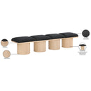  Color_Black/ Natural Finish -- Meridian Pavilion Boucle Fabric Upholstered 4 pc Modular Bench IMAGE 8