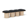  Color_Black/ Natural Finish -- Meridian Pavilion Boucle Fabric Upholstered 4 pc Modular Bench IMAGE 1