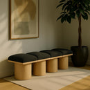 Meridian Pavilion Black Boucle Fabric Bench IMAGE 2