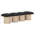  Color_Black/ Natural Finish -- Meridian Pavilion Boucle Fabric Upholstered 4 pc Modular Bench IMAGE 6