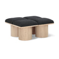  Color_Black/ Natural Finish -- Meridian Pavilion Boucle Fabric Upholstered 4 pc Modular Bench IMAGE 1
