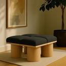 Meridian Pavilion Black Boucle Fabric Bench IMAGE 2