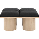  Color_Black/ Natural Finish -- Meridian Pavilion Boucle Fabric Upholstered 4 pc Modular Bench IMAGE 3