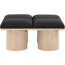  Color_Black/ Natural Finish -- Meridian Pavilion Boucle Fabric Upholstered 4 pc Modular Bench IMAGE 4