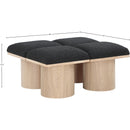  Color_Black/ Natural Finish -- Meridian Pavilion Boucle Fabric Upholstered 4 pc Modular Bench IMAGE 6