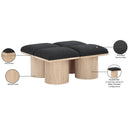  Color_Black/ Natural Finish -- Meridian Pavilion Boucle Fabric Upholstered 4 pc Modular Bench IMAGE 7