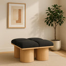 Meridian Pavilion Black Boucle Fabric Bench IMAGE 2