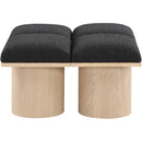  Color_Black/ Natural Finish -- Meridian Pavilion Boucle Fabric Upholstered 4 pc Modular Bench IMAGE 3