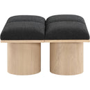  Color_Black/ Natural Finish -- Meridian Pavilion Boucle Fabric Upholstered 4 pc Modular Bench IMAGE 4
