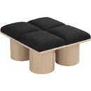  Color_Black/ Natural Finish -- Meridian Pavilion Boucle Fabric Upholstered 4 pc Modular Bench IMAGE 5