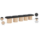  Color_Black/ Natural Finish -- Meridian Pavilion Boucle Fabric Upholstered 5 pc Modular Bench IMAGE 8