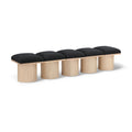  Color_Black/ Natural Finish -- Meridian Pavilion Boucle Fabric Upholstered 5 pc Modular Bench IMAGE 1