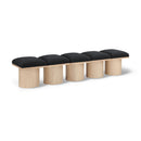  Color_Black/ Natural Finish -- Meridian Pavilion Boucle Fabric Upholstered 5 pc Modular Bench IMAGE 1