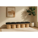  Color_Black/ Natural Finish -- Meridian Pavilion Boucle Fabric Upholstered 5 pc Modular Bench IMAGE 2