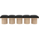  Color_Black/ Natural Finish -- Meridian Pavilion Boucle Fabric Upholstered 5 pc Modular Bench IMAGE 3