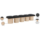  Color_Black/ Natural Finish -- Meridian Pavilion Boucle Fabric Upholstered 5 pc Modular Bench IMAGE 7