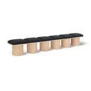  Color_Black/ Natural Finish -- Meridian Pavilion Boucle Fabric Upholstered 6 pc Modular Bench IMAGE 1
