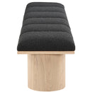  Color_Black/ Natural Finish -- Meridian Pavilion Boucle Fabric Upholstered 6 pc Modular Bench IMAGE 4