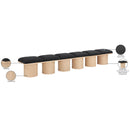  Color_Black/ Natural Finish -- Meridian Pavilion Boucle Fabric Upholstered 6 pc Modular Bench IMAGE 8