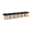  Color_Black/ Natural Finish -- Meridian Pavilion Boucle Fabric Upholstered 6 pc Modular Bench IMAGE 1