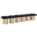  Color_Black/ Natural Finish -- Meridian Pavilion Boucle Fabric Upholstered 6 pc Modular Bench IMAGE 6