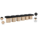  Color_Black/ Natural Finish -- Meridian Pavilion Boucle Fabric Upholstered 6 pc Modular Bench IMAGE 7
