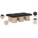  Color_Black/ Natural Finish -- Meridian Pavilion Boucle Fabric Upholstered 6 pc Modular Bench IMAGE 7