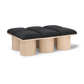  Color_Black/ Natural Finish -- Meridian Pavilion Boucle Fabric Upholstered 6 pc Modular Bench IMAGE 1