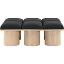 Color_Black/ Natural Finish -- Meridian Pavilion Boucle Fabric Upholstered 6 pc Modular Bench IMAGE 3