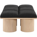  Color_Black/ Natural Finish -- Meridian Pavilion Boucle Fabric Upholstered 6 pc Modular Bench IMAGE 4