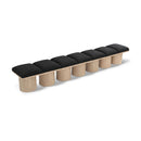  Color_Black/ Natural Finish -- Meridian Pavilion Boucle Fabric Upholstered 7 pc Modular Bench IMAGE 1