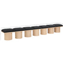  Color_Black/ Natural Finish -- Meridian Pavilion Boucle Fabric Upholstered 7 pc Modular Bench IMAGE 7